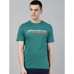 Reebok Men Green Printed Slim Fit Meet You There Training Pure Cotton T-shirt-picture-39