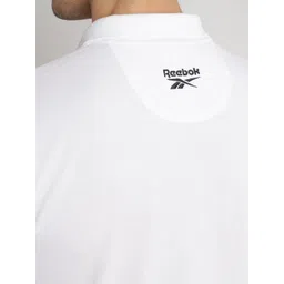 Reebok Men Solid Polo Collar Cotton T-shirt image 5
