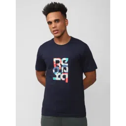 Reebok Navy Blue Cotton Slim Fit Printed Sports T-Shirt-picture-27