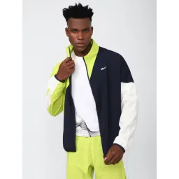 Reebok Navy Regular Fit Colour Block Jacket-picture-29