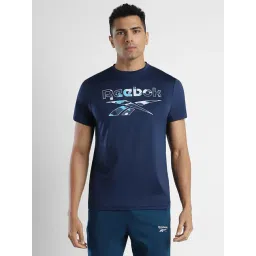 Reebok Navy Regular Fit Logo Print Sports T-Shirt-picture-10