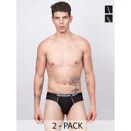 Reebok Pack Of 2 Men Solid Mid Rise Outer Elastic Basic Briefs-picture-20