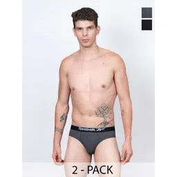 Reebok Pack Of 2 Men Solid Mid-Rise Outer Elastic Basic Briefs-picture-23