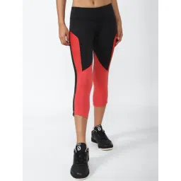 Reebok Red & Black Color-Block Sports Tights-picture-37