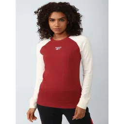 Reebok Red & Off-White Cotton Color-Block Sweatshirt-picture-28