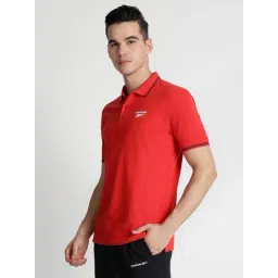 Reebok Red Cotton Regular Fit Solid Polo T-Shirt-picture-37