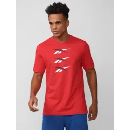 Reebok Red Cotton Slim Fit Printed T-Shirt-picture-22