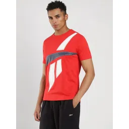 Reebok Red Slim Fit Logo Printed Sport T-Shirt image 3