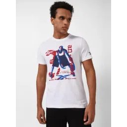 Reebok White Cotton Slim Fit Printed Sports T-Shirt-picture-26
