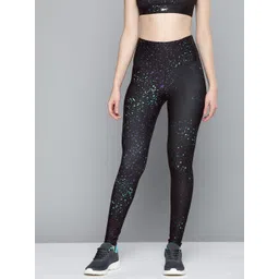 Reebok Women Black & Sea Green Lux 2.0  Speckle Tights-picture-12