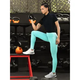 Reebok Women Sea Green FND NEO Solid Fitted Training Tights image 1