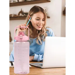 ReeQ Pink & White Typography Printed Water Bottle - 2000ml-picture-23