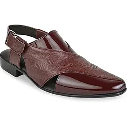 Men Textured Leather Slip On Sandals-image-31