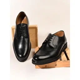 Regal Black Solid Leather Derbys-picture-29