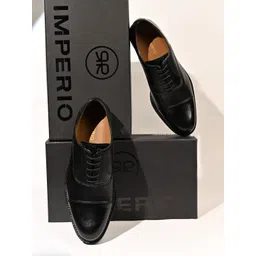 Regal Black Solid Leather Oxfords-picture-12