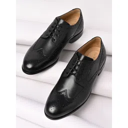 Regal Black Textured Leather Brogues-picture-41