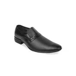 Regal Men Black Solid Leather Formal Slip-Ons-picture-33