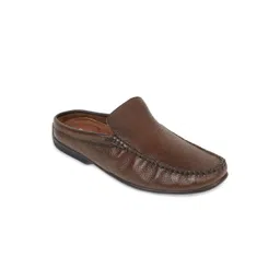 Regal Men Brown Textured Leather Mules-picture-43