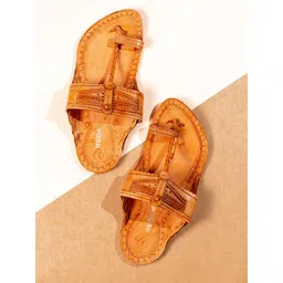 Regal Men Tan Ethnic Leather Kolhapuris image 1