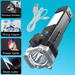 regals choice Powerful Rechargeable COB LED Flashlight for Emergency Camping Nights 2 hrs Torch Emergency Light-picture-22