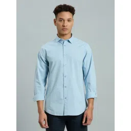 Reid & Taylor Blue Cotton Slim fit Solid Shirt-picture-28