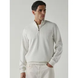 Reid & Taylor Round Neck Long Sleeves Half Zipper Cotton Pullover Sweatshirt-picture-25