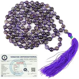 reiki crystal products Certified Amethyst 8 mm Stone Mala - Necklace Crystal Mala 108 Beads Jaap Mala for Reiki Healing and Crystal Healing Stone (Color : Purple)-picture-48