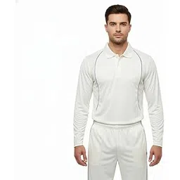 REINDEER Men's Cricket Full Sleeve Jersey and Pant Set, White Polyester, Athletic Fit with Blue Piping, Professional Sports Uniform-picture-20