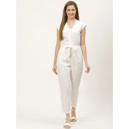 Reistor White Hemp Solid Evening Chai Jumpsuit-picture-10
