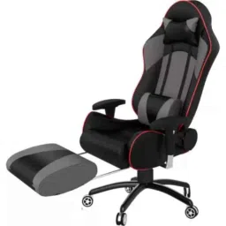 Rekart PU Leather Grey &a; Black Ergonomic Adjustable Revolving Wing Back Gaming Chair with Footrest, RGCF-14-picture-10