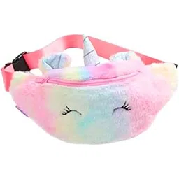 relia online Unicorn Waist Bag for Girls | Styish Soft Fur Crossboady Travel Pouch for Kids | Unicorn Cute Bum Bag with Zipper for Birthday Return Gift (Assorted Colour)-picture-51