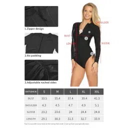 relleciga Women's Black UV Sun Protection Long Sleeve Rashguard Swimsuit Top Size Small image 4