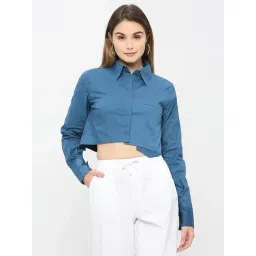 Remanika Blue Pure Cotton Cropped Shirt-picture-28