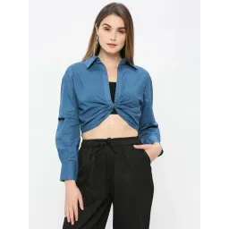 Remanika Blue Pure Cotton Cropped Shirt-picture-34
