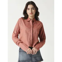 Remanika Orange Cotton Embroidered Shirt-picture-10