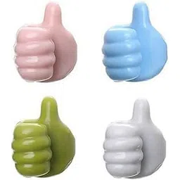 RENARSH Thumb up Hooks Multipurpose Adhesive Silicone Wire Organizer Key Hanger Toothbrush Multicolored Holder Makeup Brush Holder for Desk Home and Office. 4 Pc-picture-18