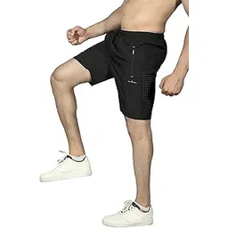 renessa NS Lycra Shorts for Men with Zipper Pocket | Comfortable Stylish Design | Running Shorts for Men | Regular Shorts for Men-picture-10