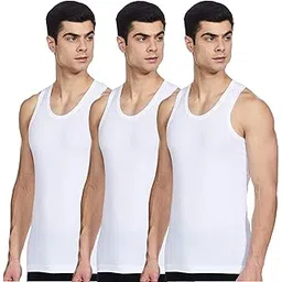 renox Men's Cotton Sleeveless Rib Vest | Colour - White | Size - P - Pack of 3-picture-18