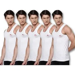 renox Men's Cotton Sleeveless RN Vest | Colour - White | Size - P - Pack of 5-picture-26