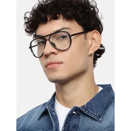 RESIST EYEWEAR Unisex Clear Lens & Black Aviator Sunglasses with UV Protected Lens-picture-30