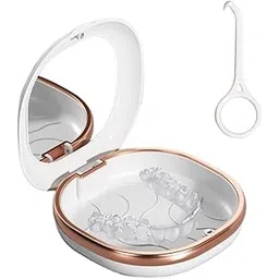 Retainer Case, Denture Box With Mirror And Retainer Removal Tool, Slim Night Mouth Guard Case, Portable Magnetic Switch Aligner Case (White)-picture-19
