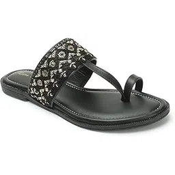 retro walk NV Style Women’s Kolhapuri Flats for Casual and Ethnic Wear | Stylish Synthetic Slip-On Flats with Toe Ring and Braided Strap | Comfortable Sandals for Women & Girls-picture-16