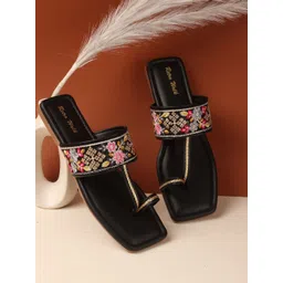 Retro Walk Women Embellished with Embroidered One Toe Flats-picture-17