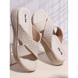 Retro Walk Women Open Toe Flats with Laser Cuts-picture-29