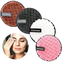 Reusable Makeup Remover Pads, Round Soft Microfiber Facial Cleansing Puff, Double-Sided, Washable, Chemical Free Eye Makeup Removal - Multicolor, 2 Pcs (2)-picture-41