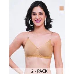 Reveira Women Pack of 2 Dry Fit Medium Coverage Lightly Padded Seamless Plunge Bra-picture-17