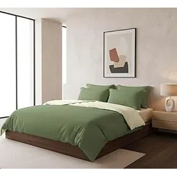 Reversible Dual Tone Duvet Cover | Rajai Cover | Quilt Cover for Double Bed | Zipper Closure | Soft, Lightweight (90”x100 inches, Mist Green)-picture-27