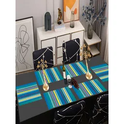REVEXO 6-Pcs Blue & Yellow Striped Table Placemats-picture-22