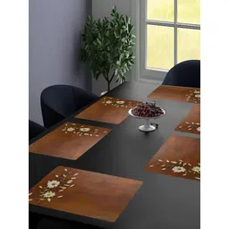 REVEXO 6-Pcs Brown & Beige Printed Anti-Bacterial Rectangular Table Placemats-picture-12
