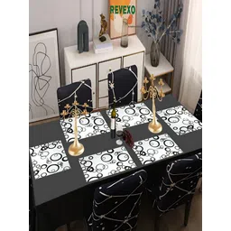 REVEXO 6 Pieces White & Black Printed Anti-Slip Table Placemats-picture-15